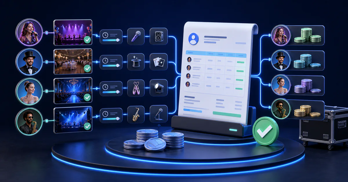 Зарплата аниматора считается по заказам, ролям, доплатам, факту выхода и статусу выплаты